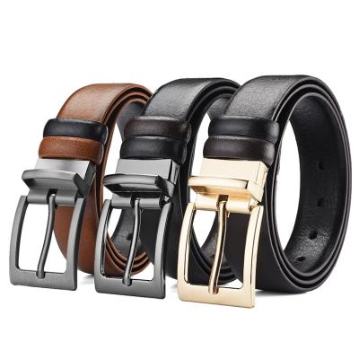 China High quality and durable men's belt simple and fashionable business men's double-sided alloy buckle belt for sale