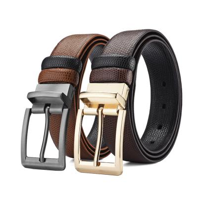 China High Quality Durable Men's Simple Casual Business Men's Belt Double Sided Alloy Buckle Belt for sale