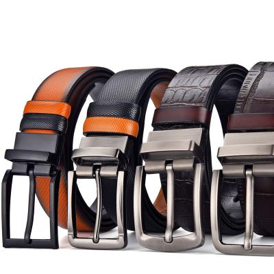 China Business Sparing Male Belt Retro Double Sided Durable Alloy Pin Buckle Male Belt for sale