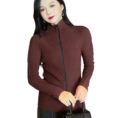 China New design breathable fashionable and comfortable elastic fabric long sleeve women's pleated zipper full for customization for sale