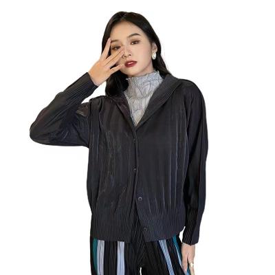 China 2022 Fashion Newcomer Sustainable Cardigan Pleated Elegant Tops Miyake For Women for sale