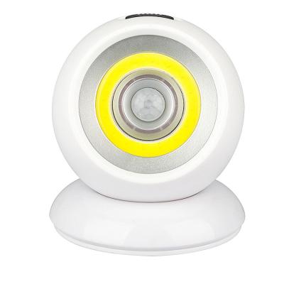 China Room Mini 360 Degree Rotation Rechargeable USB COB LED Motion Sensor Night Light for sale