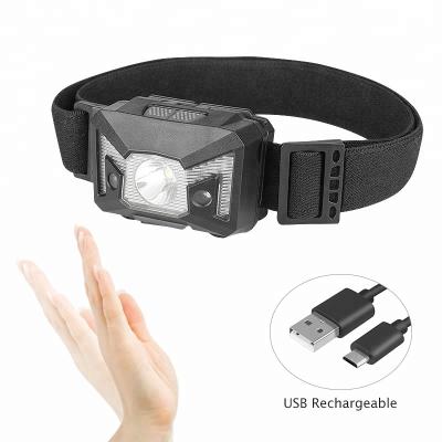 China Motion Sensor Control On /off USB Rechargeable Sensor Camping Led Headlight With Cool Function for sale