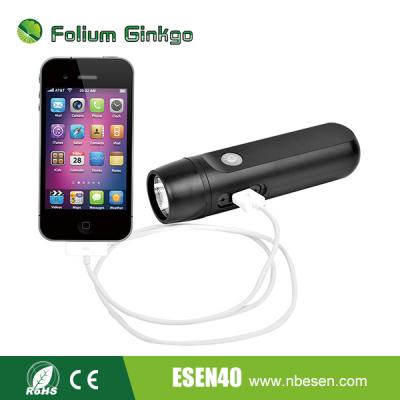 China Emergency multifucitonal led flashlight with mobile USB dynamo charger for sale