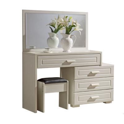 China (Other)Adjustable White Wooden Bedroom Makeup Dresser Table With Mirror 3 Drawer Dresser for sale