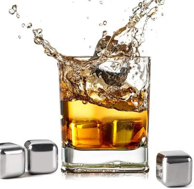 China Sustainable Customized Whiskey Stone Wine Ice Cube Stainless Steel Ice Cooling Rock for sale