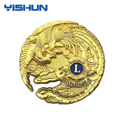 China Customize custom round 3d metal gold lions club pin badge high quality for sale