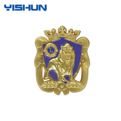 China Customize Free Sample Custom Metal Embossed Lions Club Lapel Pin Badge for sale