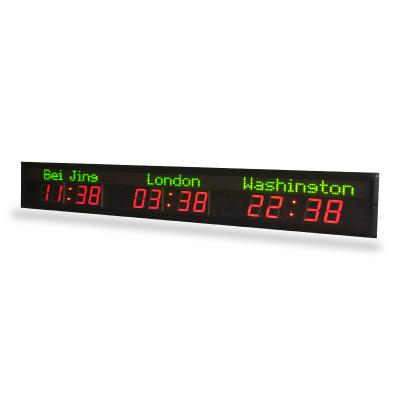 China [Personal customization] High Definition Time Zone Wall Mounted Three Intense Brightness LED World Easy Grip Digital Clock for sale