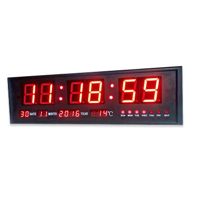 China Modern aluminum alloy [private customization] new interior design led table clock wall-mounted timer multi-function home electronic clock for sale