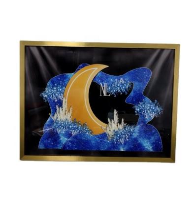 China Hot Selling High Resolution Printing Paintings View Bedroom Sofa Background Crystal Porcelain Star Crescent Sky Decorative Painting for sale