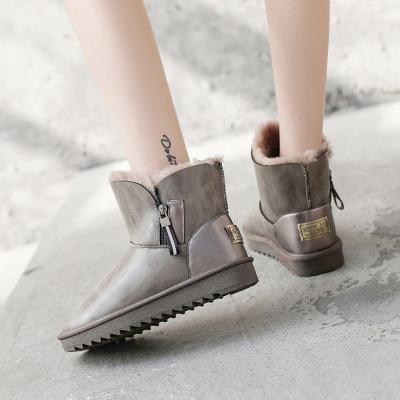 China Fashion Trend Woman Shoes New Arrivals 2021 Flat Round Toe Plush Zipper Winter Waterproof Snow Boots for sale