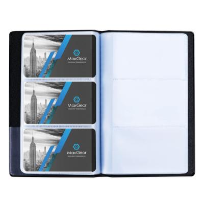 China MaxGear Logo Customized Wholesale PU Name Card Holder Organizer Black Leather Book Business Card Holder Cashier Business Card Holder for sale