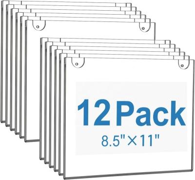 China MaxGear 12 Pack 8.5 x11inch with 3M Tape Adhesive and Screws Acrylic Clear Plastic Wall Mount Sign Holder for Office Landscape B346 for sale