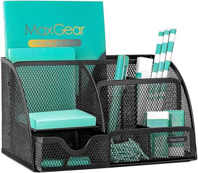 China Mesh MaxGear 1pack 6 Compartments 8.7 x 5.5 x 5 inch Pen Holder Office Mesh Desktop Organizer Fridge Storage Box for sale