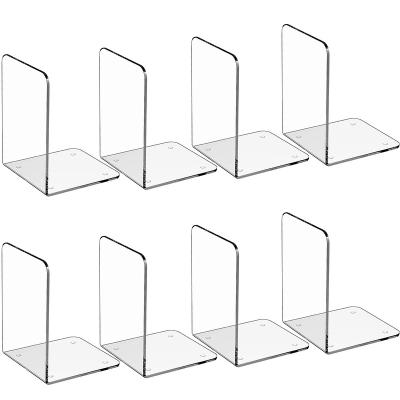 China MaxGear Plastic Wholesale Custom Pair 4 L Shape Clear Acrylic Heavy Duty Non-Slip Book Holder End Decorative Bookends for sale