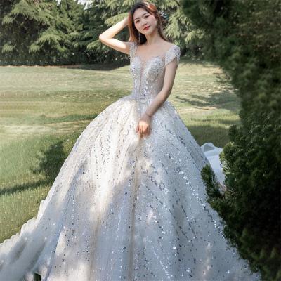 China Anti-Static Heavy Beaded Bridal Ball Gown Wedding Dress Wedding Ball Gowns Floor Length High Quality Anti-Static Ball Gown for sale