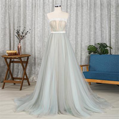 China Long Evening Dress Formal Strapless Elegant Anti-static Evening Dress Even With Court Train for sale