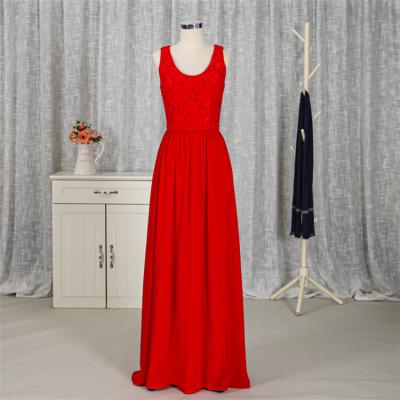 China Cheap price anti-static custom made red lace logo long wedding dress for bridesmaid for sale