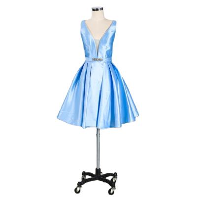 China Anti-Wrinkle Fashion Candy Color Summer Cocktail Blue Prom Dress For Girls for sale