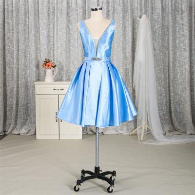 China New Design Anti-Static Anti-Static Blue V-neck Strapless Backless Party Cocktail Dress For Girls for sale