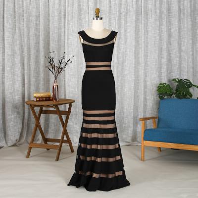 China Black O Neck Anti-Static Anti-Static Cheap Mermaid Stripe Casual Bodycon Women Dress for sale