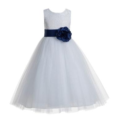 China Wholesale Cheap Sleeveless Girls Scoop Bow Embroidery Dark Blue Bridesmaid Dress Off Shoulder Sleeveless For Wedding for sale