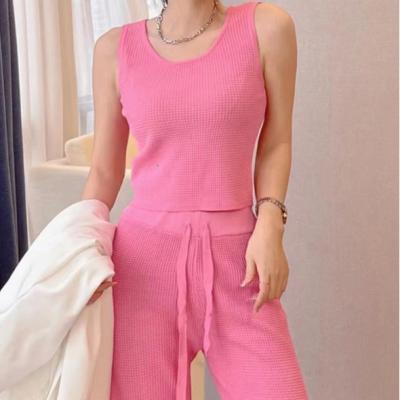 China Anti-Wrinkle Wide-Leg Knit Soft Invest New High Quality Knitted Pants Designs Women Knitwear Sets for sale