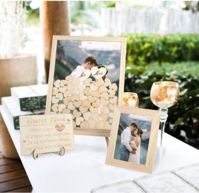 China Custom Morden Wedding Party Supplies Wooden Frame Wedding Guest Book Drop Top Frame Sign Book Photo Crafts for sale