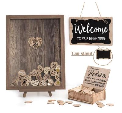 China Morden Drop Top View Rustic Wood Sign Book Hearts Wedding Decorations and Baby Shower Wedding Guest Book Wedding Decoration for sale