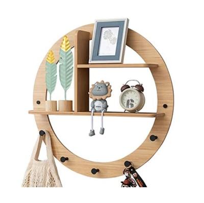 China Adjustable (Height) Circular Decorative Floating Shelf Made Of Creative Wall Mounted Bamboo And Compound Board Shelf Organizer for sale