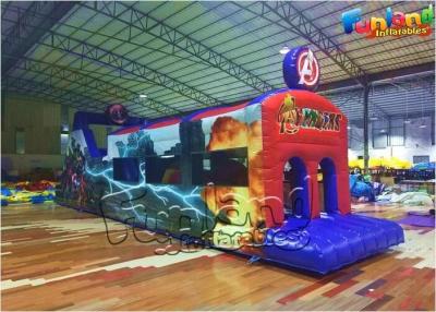 China los niños largos del tema de los vengadores de los 50ft ventilan la carrera de obstáculos inflable de la diapositiva de la gorila para el alquiler en venta