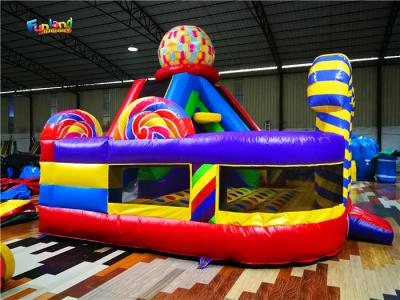 China El PVC inflable de Candyland 0.45m m embroma el castillo animoso con la diapositiva en venta