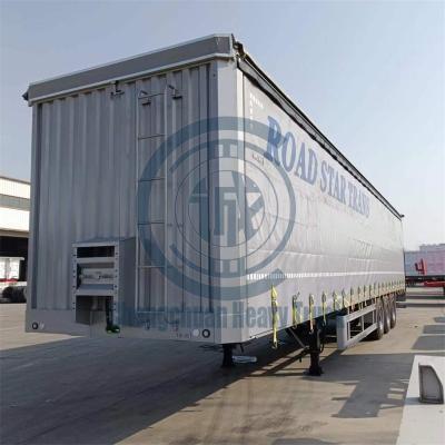 China Truck Trailer Good Quality 3 Axles 6 Tires Drum / Disc Braking Side Curtain Semi Trailer Truck Trailers for sale