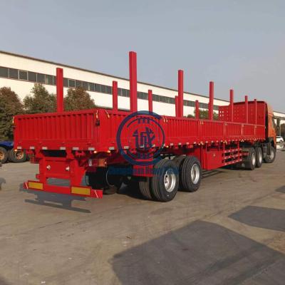 China Cheap Semi Truck Trailer Side Wall Fence Cargo With Stakes Trailer Timber Transport Cost Effective for sale