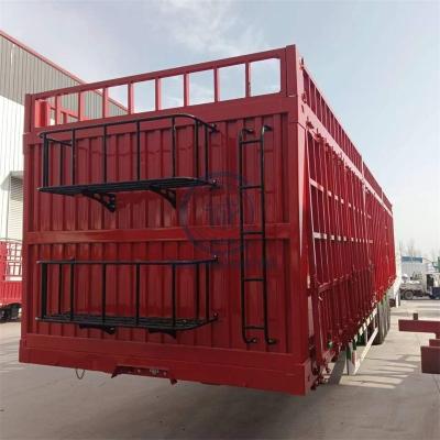 China Truck Trailer 50 Ton Load 3 Axles High Wall Livestock Animal Transport Fence Semi Trailers for sale