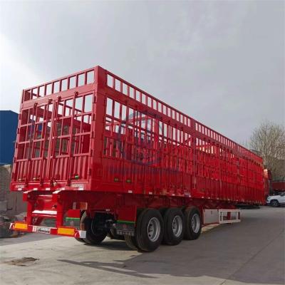 China Truck Trailer 3 Axles High Wall Livestock Animal Transport Farm Trailer Barrier Cargo Semi Trailers for sale