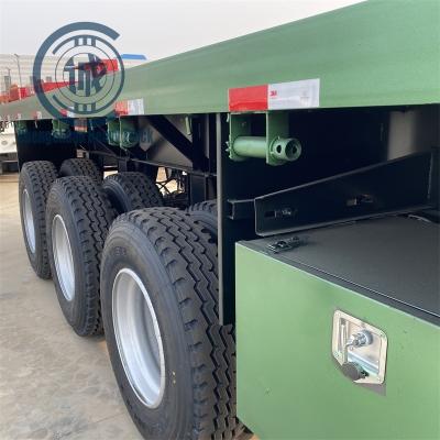 China Truck Trailer Made In China 3 Axles Flat Bed Trailer Shipping Container Transport Semi Trailer Truck for sale