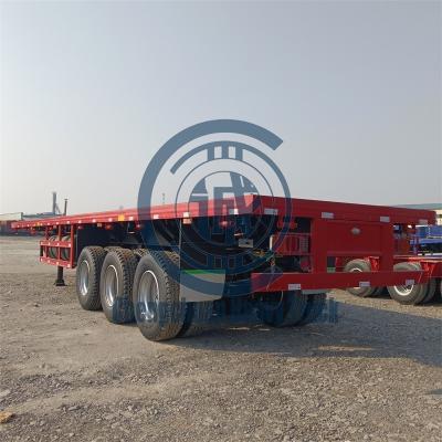 China China Factory Low Price Heavy Duty Truck Trailer Flatbed Semi Trailer 3 Axle Platform Trailer For 40ft Container Transport for sale