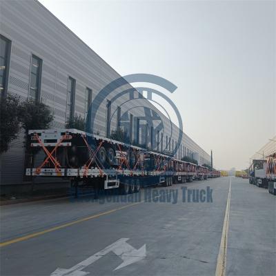 China 3 Axle Trailer Truck Flat Bed Trailer Truck Chinese Factory Made Transport Shipping Container Semi Trailer for sale