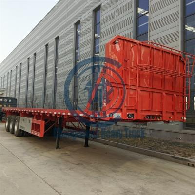 China Truck Trailer Factory Direct Sale 3 Axles Platform Semi Trailer New for sale