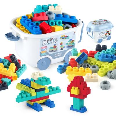 China Big Particles Building Blocks Toy 50pcs Soft Rubber Educational Building Blocks DIY Baby Toy Set For Children for sale