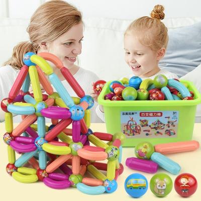 China Magnetic Building Toy Magnet Balls Rods Tiles Building Blocks Sets Children Educational Custom Montessori Toys Baby Other Toy for sale