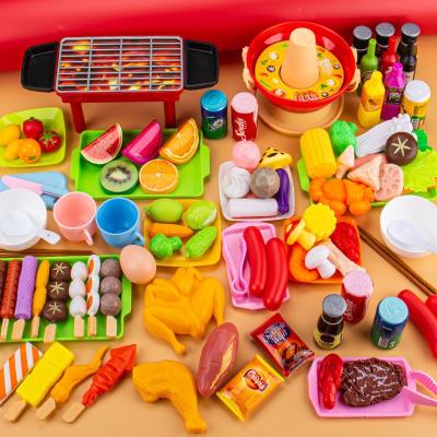 China Educational Montessori Plastic Baby Pretend Play Toy Food Fruits and Vegetables Kitchen Toys Cooking Set for Girls for sale