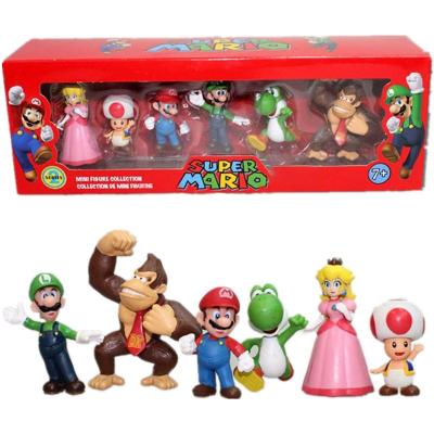 China Cartoon Toy 3~6cm with Plastic Color Boxes PVC Gift Present for Kid Figure Mario Bros Super Mario Mario Toys Set for sale