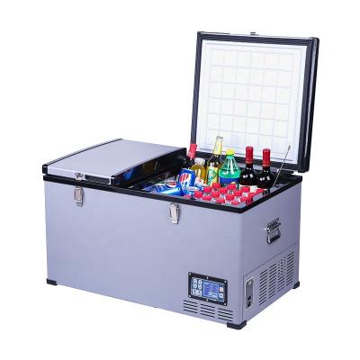 China Holiday DC Compressor Fridge Freezer Double-zone Camping Car Fridge 12v Freezer 80l For Truck Boat Yacht for sale