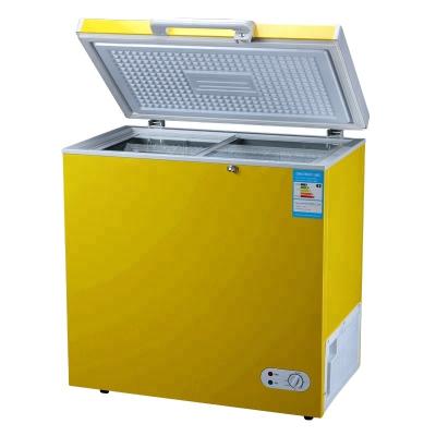 China Hotel 12V 24V Solar Power Caravan Medical Deep Chest 168L Freezer 12v Battery Operated Fridge Freezers for sale