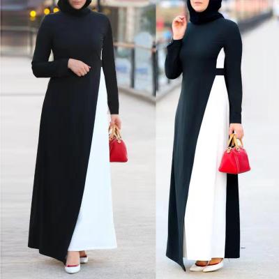 China 2132 Long Black and White Abaya Muslim Dress in Dubai Islamic Clothing for Women Muslim Maxi Dresses S-2XL for sale