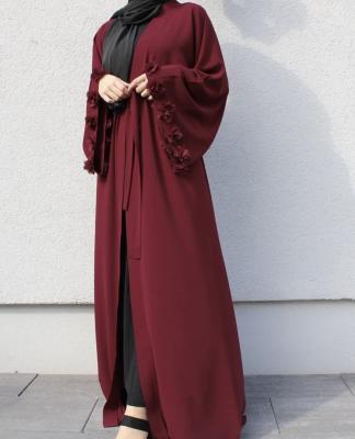 China Nida 4047 Kuwii ODM&OME custom nida abaya robe muslim rose simple open sleeve cardigan dress dubai abaya for sale