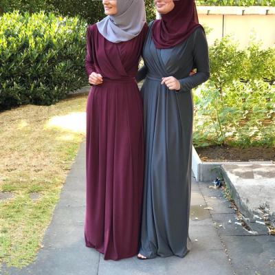 China hot sale kuwii 4007 solid color dubai dress simple muslim turkish muslim woman abaya islamic clothing abaya dresses S~2XL for sale